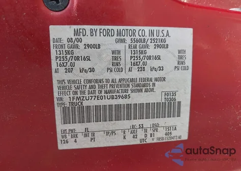 2001 Ford Explorer Sport Trac from USA, damaged, VIN 1FMZU77E01UB39685